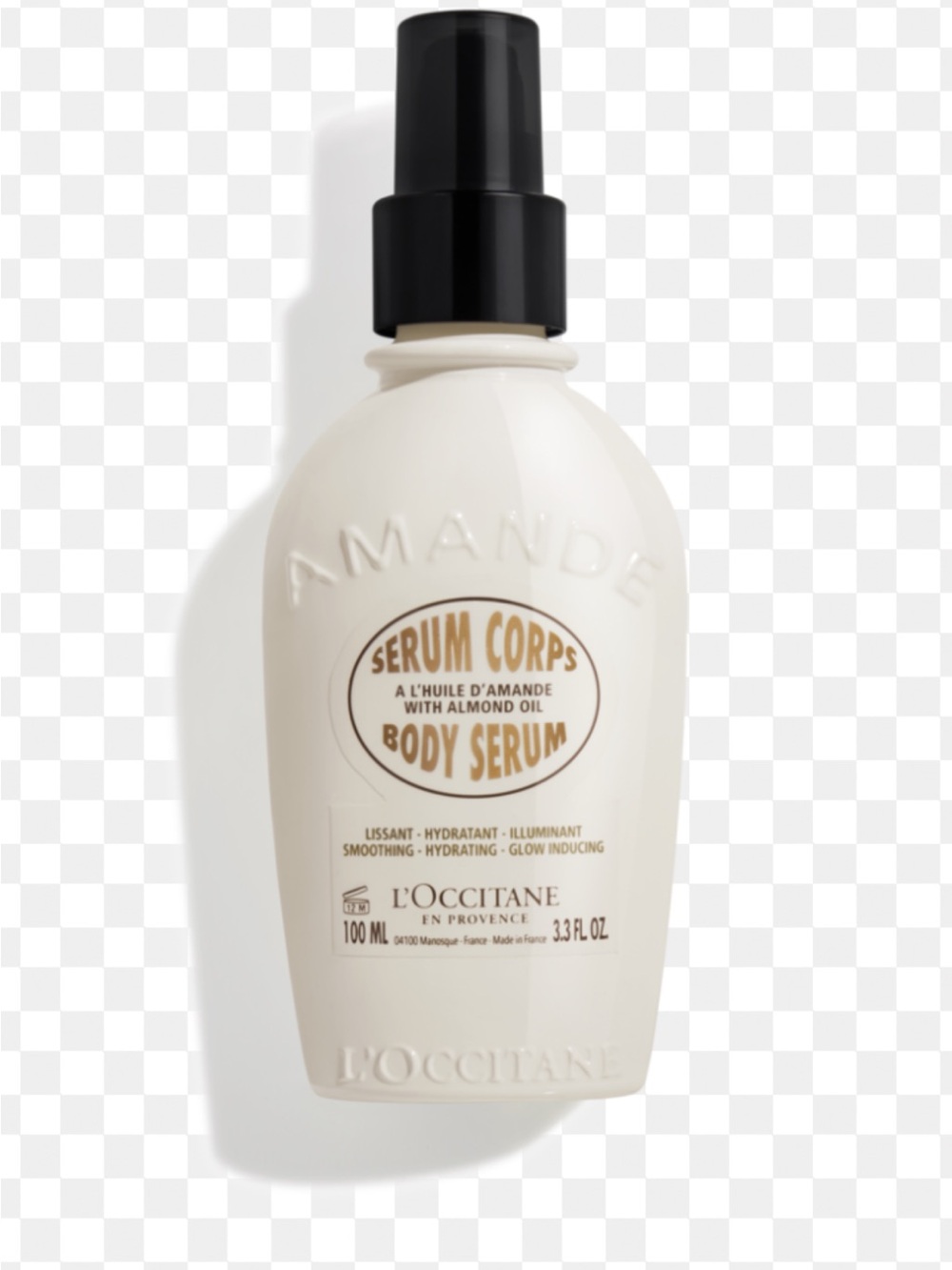 L'OCCITANE Cream and Black Amande Body Serum Bottle